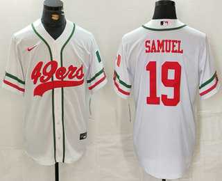 Mens San Francisco 49ers #19 Deebo Samuel White Mexico Cool Base Stitched Baseball Jersey->san francisco 49ers->NFL Jersey